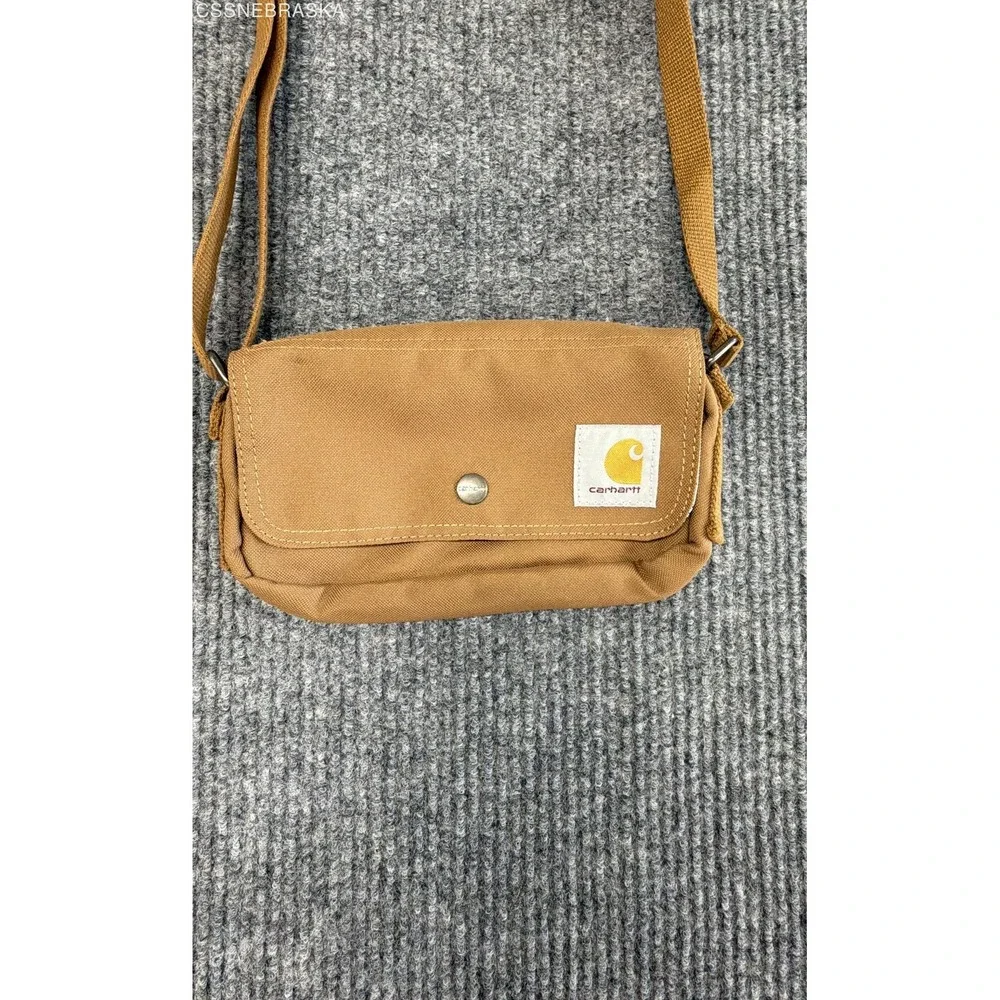 Carhartt Brown Canvas Small Crossbody Bag Utility Pouch Adjustable Strap - Picture 2 of 10